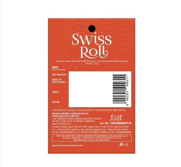Sobisco Assorted Flavour Swiss Roll - 3×60 g