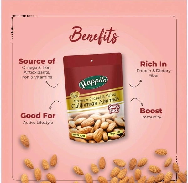 Happilo Premium Roasted & Salted Californian Flavoured Almonds (Swadisht Badam) - 35 g