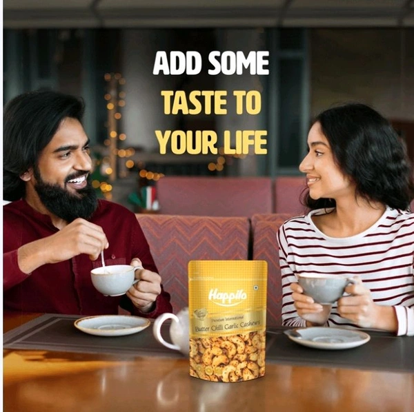 Happilo Butter Chilli Garlic Flavoured Cashew (Swadisht Kaju) - 160 g