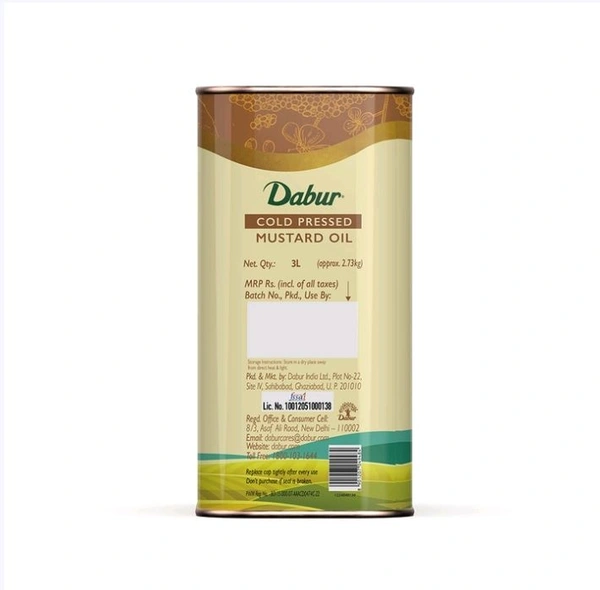 Dabur Cold Pressed Mustard Oil - 3 ltr