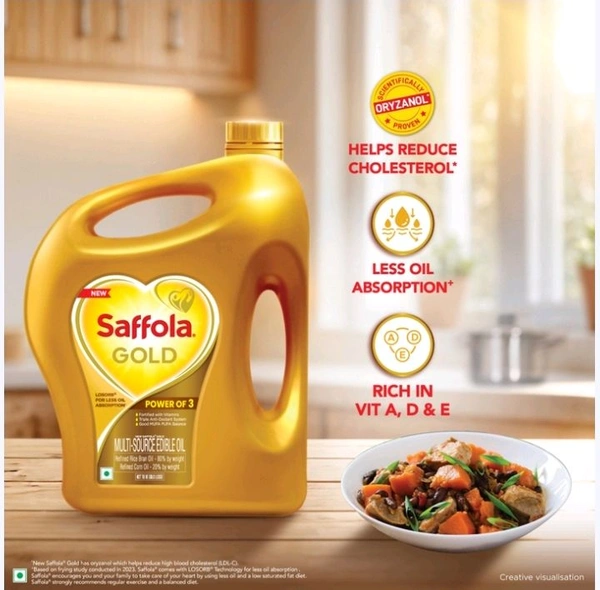 Saffola Gold Corn & Rice Bran Refined Blended Cooking Oil - 2.73 kg