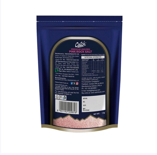 Catch Premium lodized Pink Rock Salt / Sendha Namak (Nuun) - 1kg