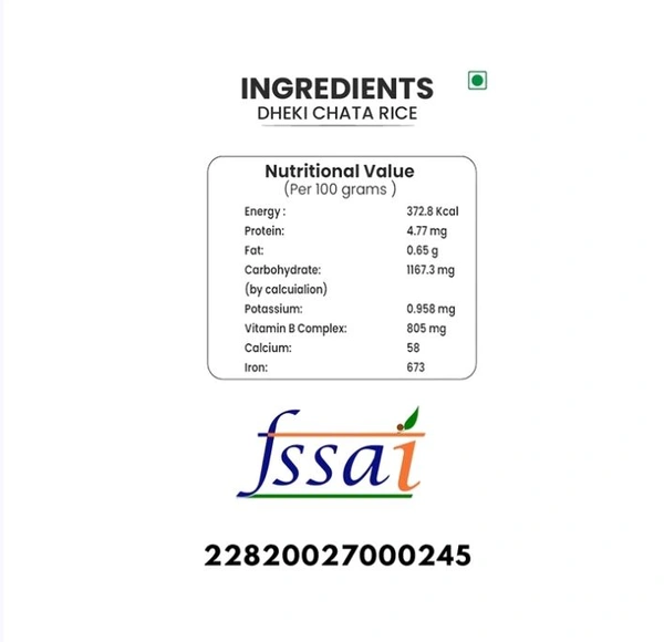 Jolkhabar Hand Pounded Dheki Chata Rice - 500 g