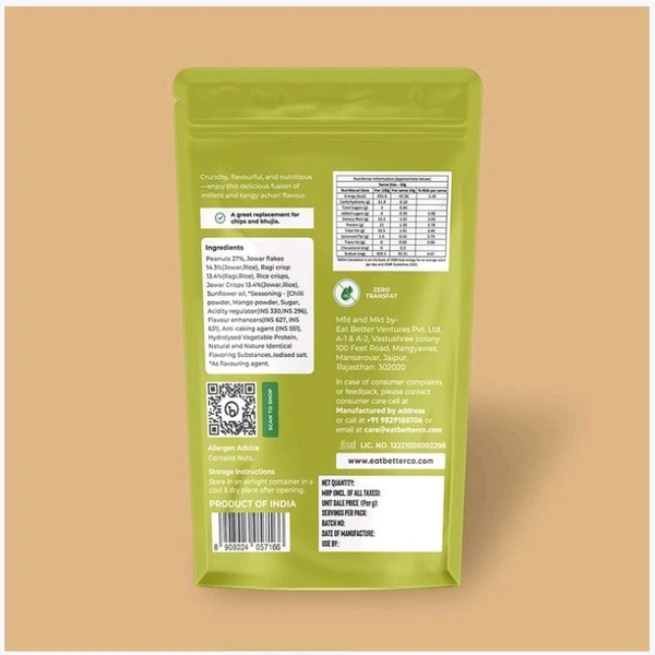 Eat Better Co Mango Achari Millet Namkeen - 100 g