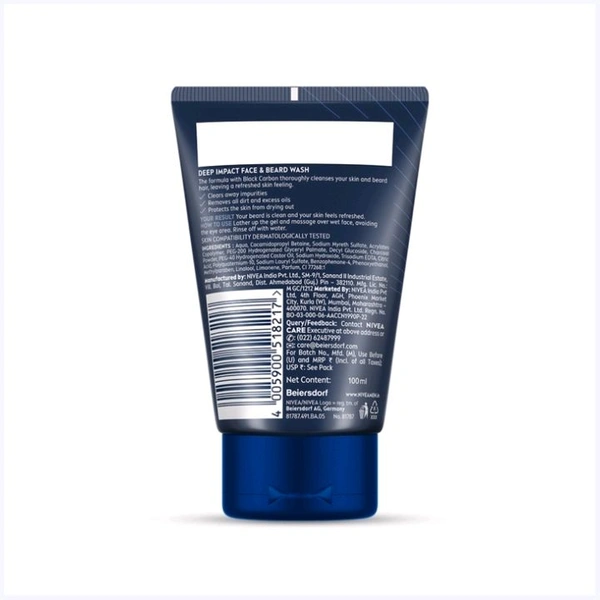 Nivea Men Deep Impact Intense Clean Face Wash - 100 ml