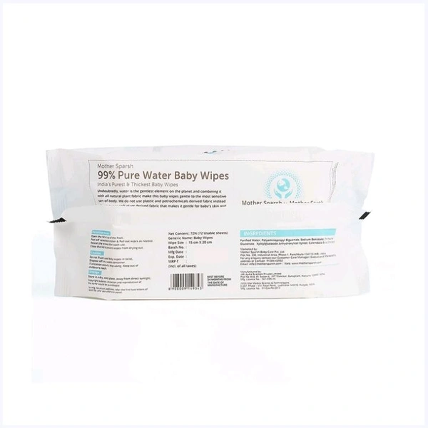 Mother Sparsh 99% Unscented Pure Water Baby Wipes - 2×72 wipes