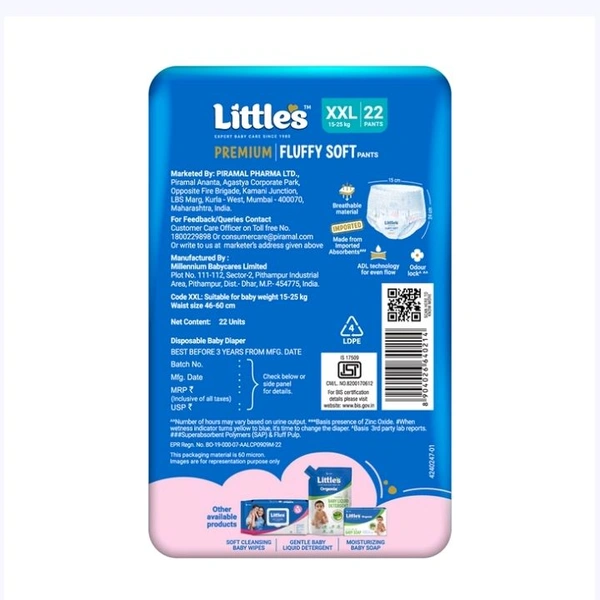 Little's Fluffy Soft Baby Diaper - 2×22 pcs