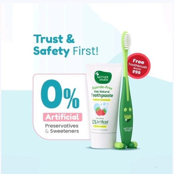 Mother Sparsh Fluoride-Free Kids Toothpaste (with Toothbrush -Strawberry) - 2 pcs
