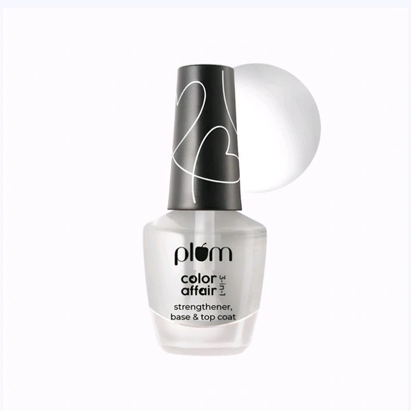 Plum Color Affair 3-In-1 Strengthener, Base & Top Coat -Nail Paint (Clear) - 11 ml