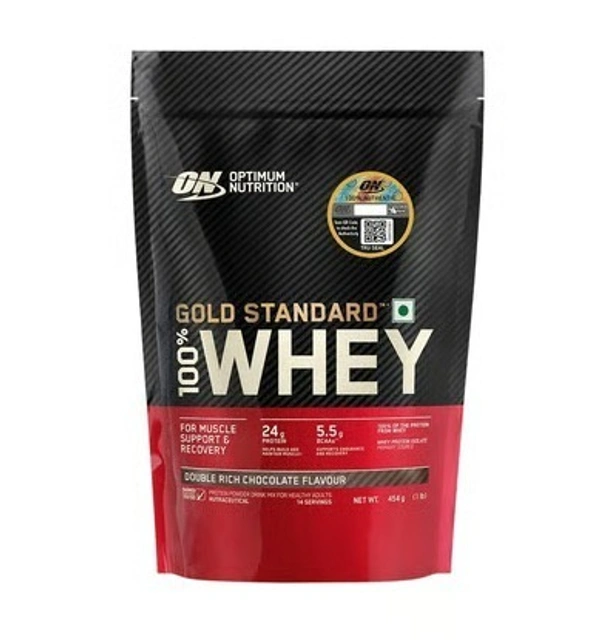 Whey Optimum Nutrition (ON) Gold Standard 100% Whey Protein - 454 g (Chocolate) - 1 Scoop 30.4 g, Whey Protein, 454 g
