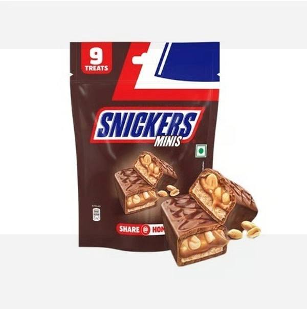 Snickers Nougat & Caramel Miniature Filled Bar Chocolate Pack - 9 pcs, Milk Chocolate, 103.5 g