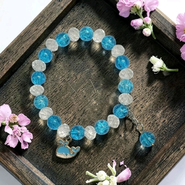 Bracelet With Crystals and Cracked Beads ( We Will Contact You To Choose Beads Color And Charm) 