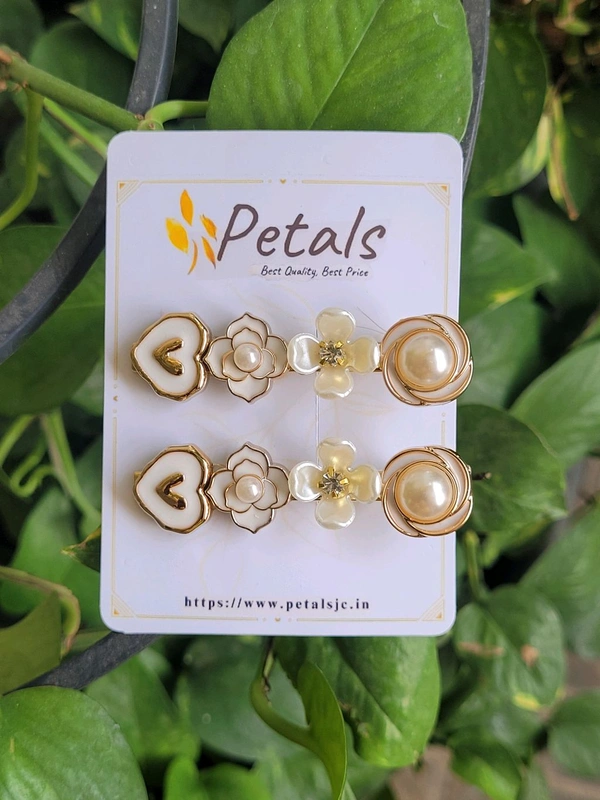 Korean Side Clips 1 Set (2Pcs) - Flower and Heart Design - PKC012