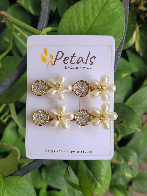 Korean Side Clips 1 Set (2Pcs) - Flowers and Glitter Circle Design - PKC014