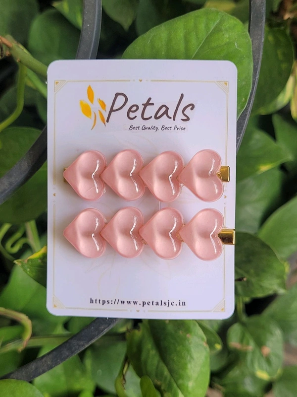 Korean Side Clips 1 Set (2Pcs) - Pink Hearts Design - PKC023