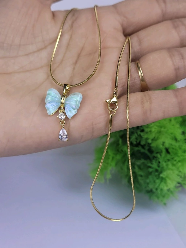 Anti Turnish Premium Quality Chain with Butterfly Shape Locket