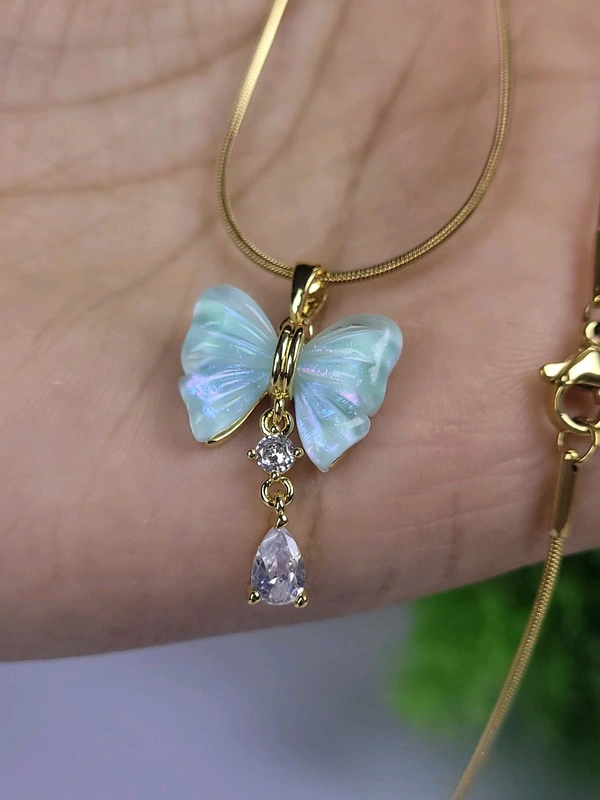 Anti Turnish Premium Quality Chain with Butterfly Shape Locket