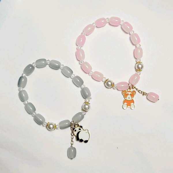 Ovel Shape Beads Bracelet With Charm