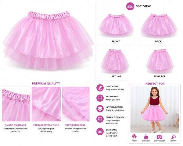 FASHIONIFYY PINK Ballet Skirt with matching accessories - 6yr
