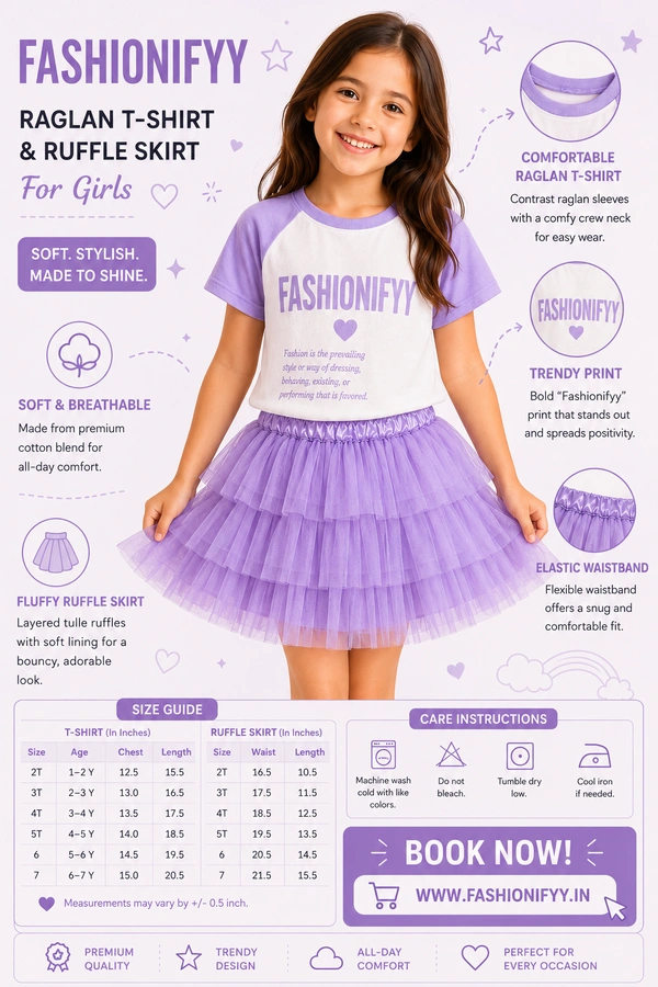 FASHIONIFYY TSHIRT and lavender ruffle SKIRT - 4yr