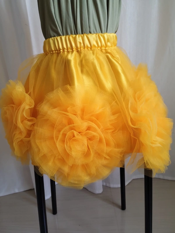 FASHIONIFYY  Girls YELLOW FLORAL  Skirt  -A447 - 3 YEARS, YELLOW, 1