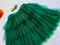 FASHIONIFYY Girls DARK GREEN RUFFLE Skirt - A448 - 3 YEARS, DARK GREEN, 1
