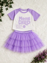 FASHIONIFYY TSHIRT and lavender ruffle SKIRT - 4yr