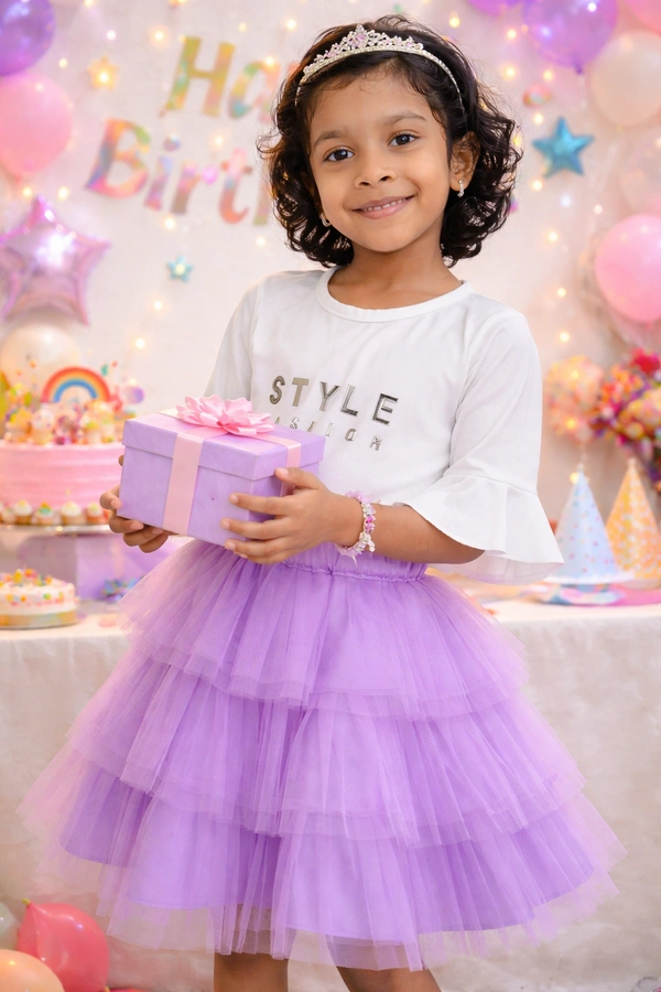 FASHIONIFYY LAVENDER RUFFLE Skirt - 2 YR, LAVENDER