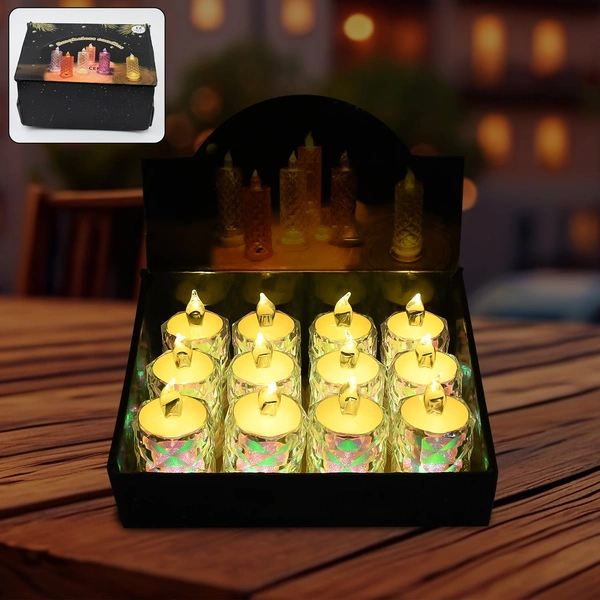 12 Pack LED Tealight Candles - Flameless & Safe Diwali Decor
