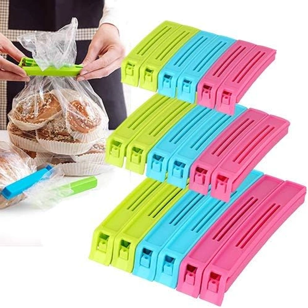 18 Pcs Food Clips Set – Plastic Snack & Bag Sealing Clips in 3 Sizes (Large, Medium, Small)