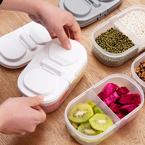 2 Way Tiffin & Storage Box – Multipurpose Lunch Box with Dual Compartments, Airtight & Leakproof Food Container (Random color Lid-Pack of 1)