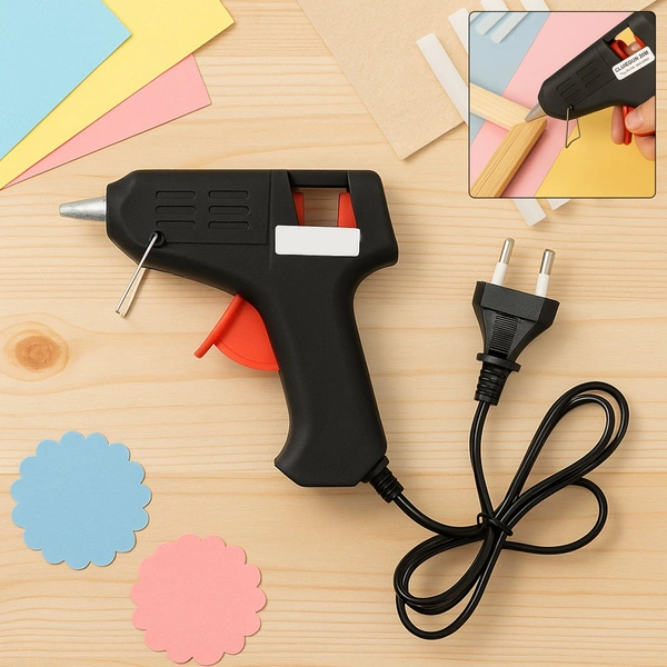 20W Hot Melt Glue Gun with Anti-Drip Nozzle & Fold-Out Stand