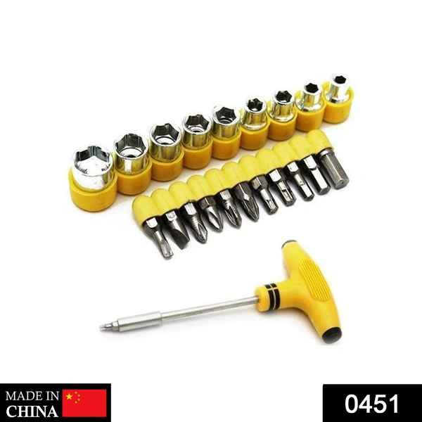 21-Piece T-Shape Ratchet Socket & Screwdriver Set