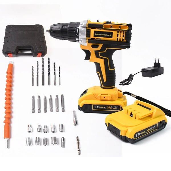 21V Lithium Double Battery Cordless Drill Set – 29 Pcs Kit