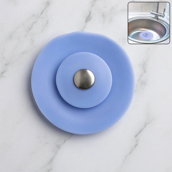 2-in-1 Blue Silicone Sink Strainer & Stopper – Durable & Easy-Clean