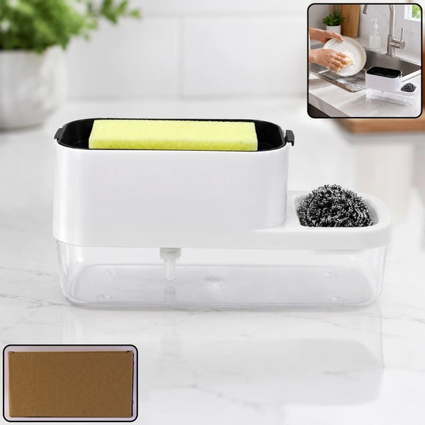 2-in-1 Dish Soap Dispenser & Sponge Holder for Tidy Kitchen Sink