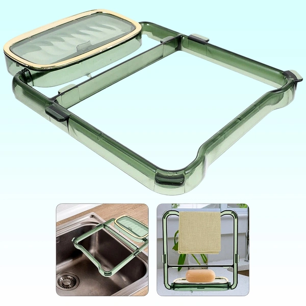 2-in-1 Self-Adhesive Towel Hanger & Soap Holder Stand (1 Pc)