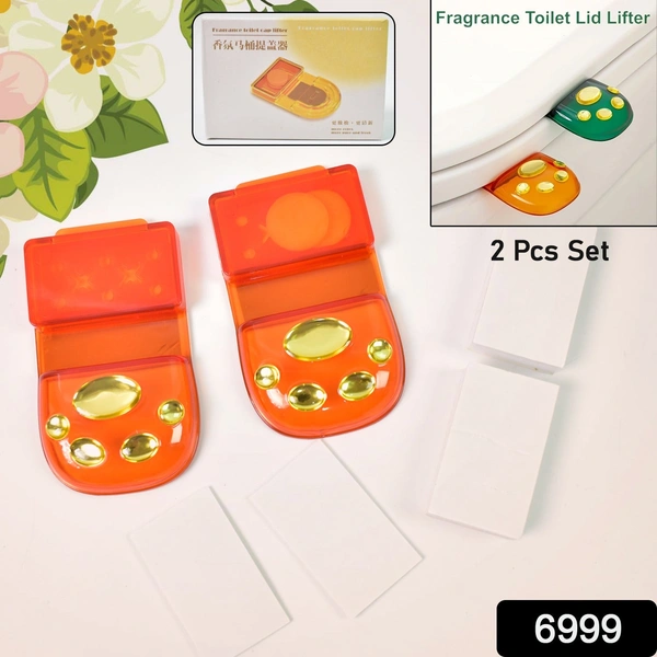 2-Pc Fragrance Toilet Lid Lifter Set - Hygienic Self-Adhesive Handles