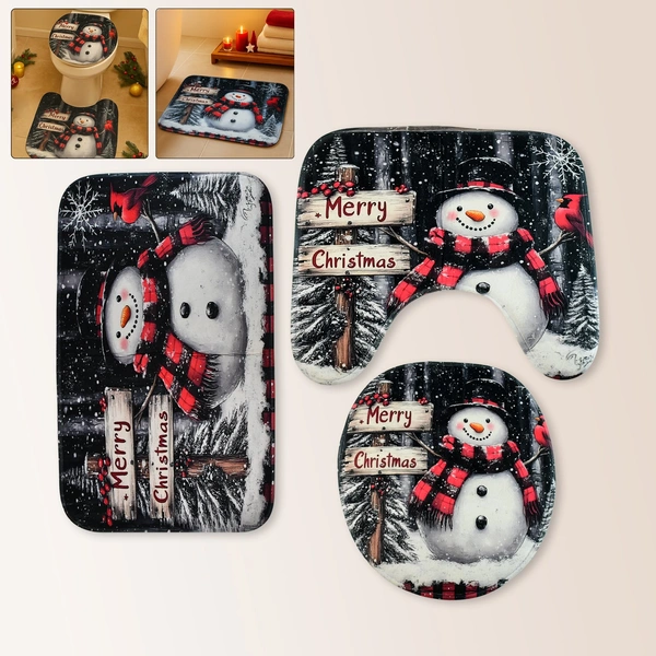 3 in 1 Mix Design Bathroom Mat - (1 Set)