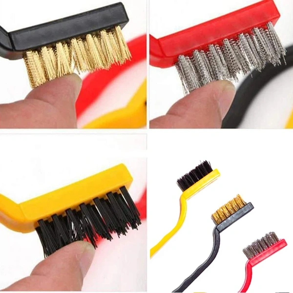 3 Pc Mini Wire Brush Set – Brass, Nylon & Stainless Steel