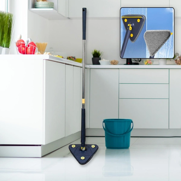 360° Rotatable Triangle Cleaning Mop with Long Stainless Steel Handle