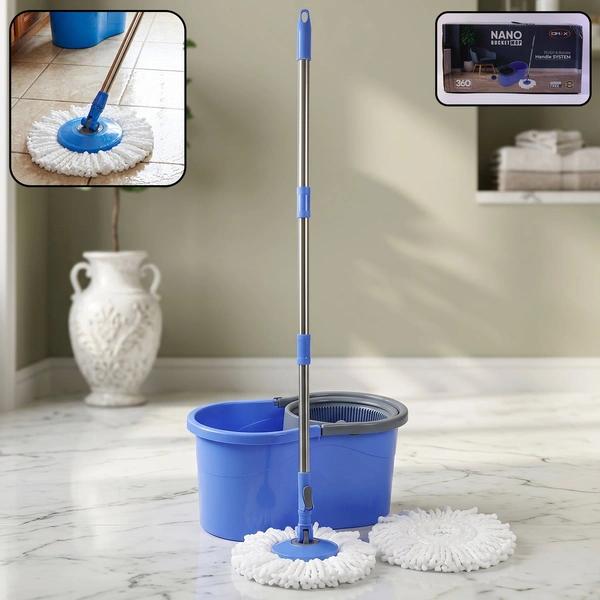 360° Rotating Turbo Spin Mop Set with Long Handle & Bucket