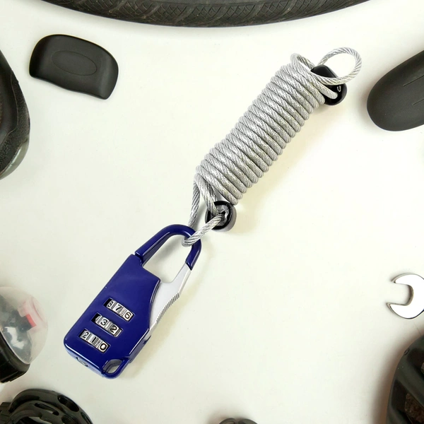 3-Digit Combination Anti-Theft Padlock with Built-In Wire