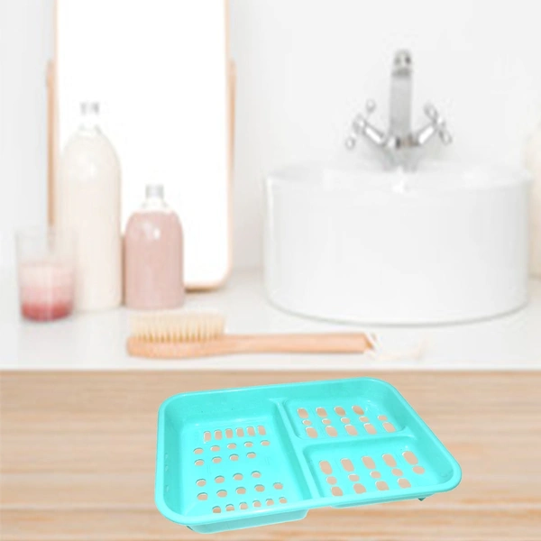 3-in-1 Self-Draining Plastic Soap Dish for Bathroom & Shower