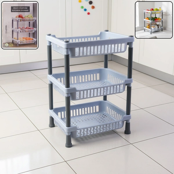 3-Layer Multipurpose Kitchen Storage Basket Rack - Ventilated Organizer