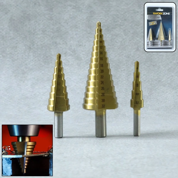3X Large HSS Steel Titanium Step Cone Drill Bit Set (4-32mm)
