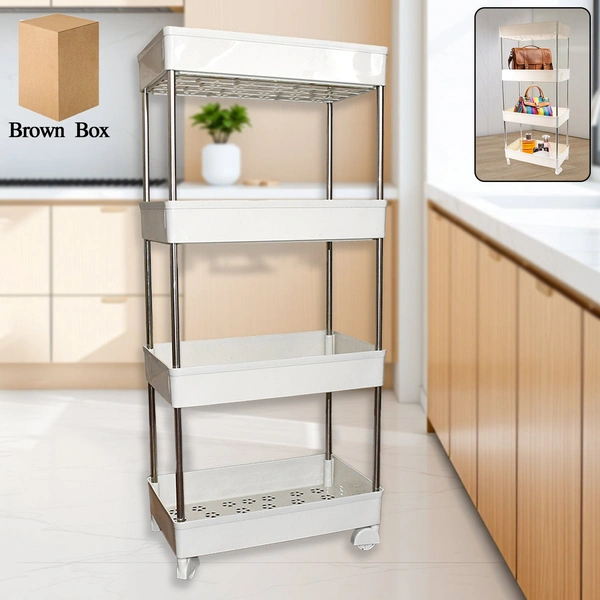 4 Layer Steel & Plastic Kitchen Rack for Organized Storage