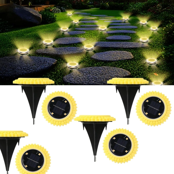 4 Pack Solar Ground Lights - Waterproof LED Outdoor Pathway Lighting