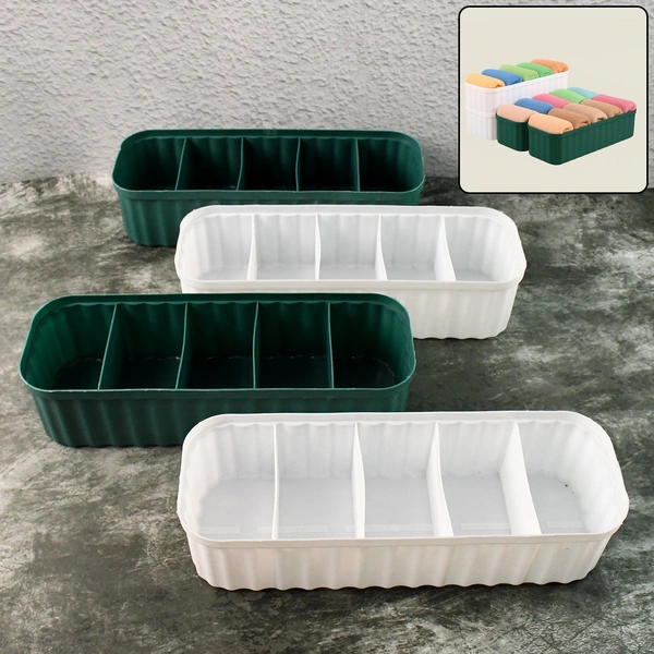 4-Pack 5-Compartment Drawer Organizers for Socks, Underwear & More