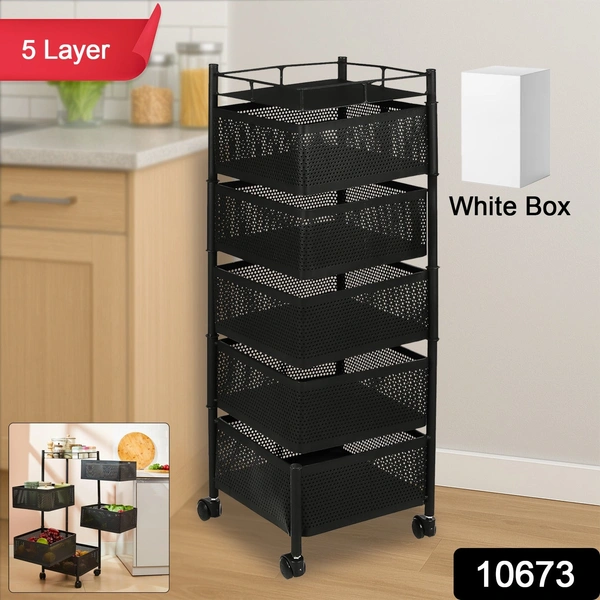 5 Layer Kitchen Storage Trolley with Wheels - Multipurpose Organizer